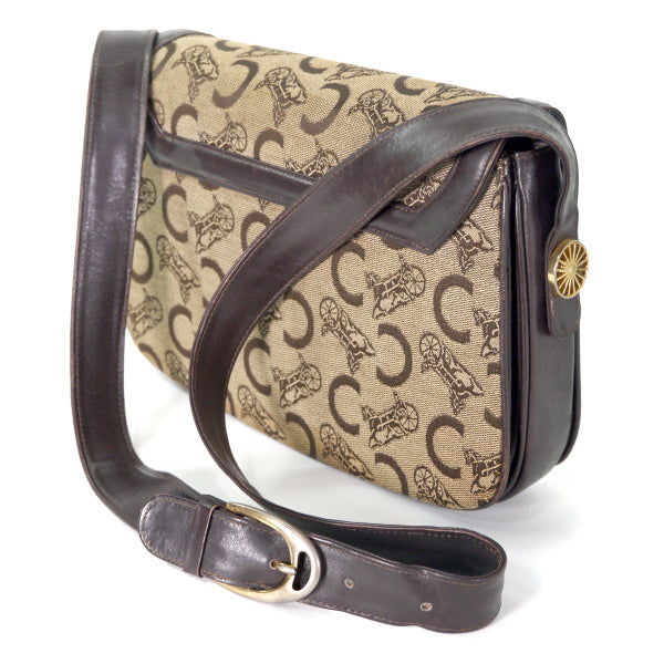 OLD CELINE　馬車柄ジャガード3層ワンショルダー(茶)