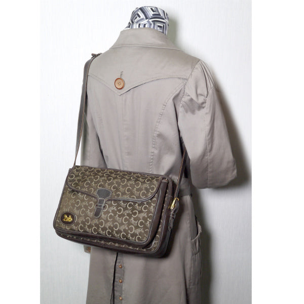 OLD CELINE　馬車柄ジャガード Wバッグ（茶）