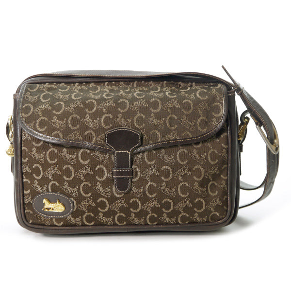 OLD CELINE　馬車柄ジャガード Wバッグ（茶）