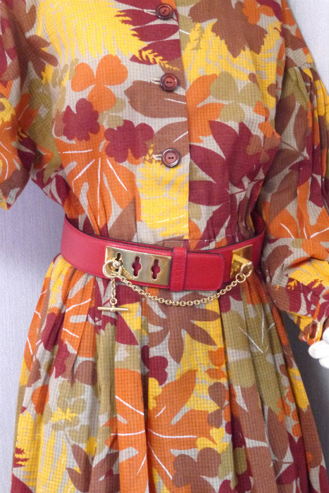 OLD CELINE　チェーンデザイン本革ベルト（赤）