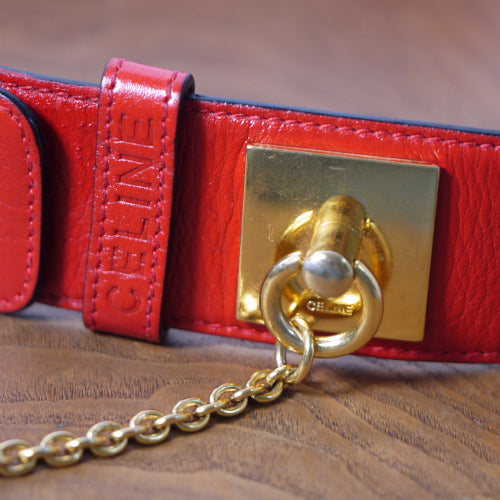 OLD CELINE　チェーンデザイン本革ベルト（赤）