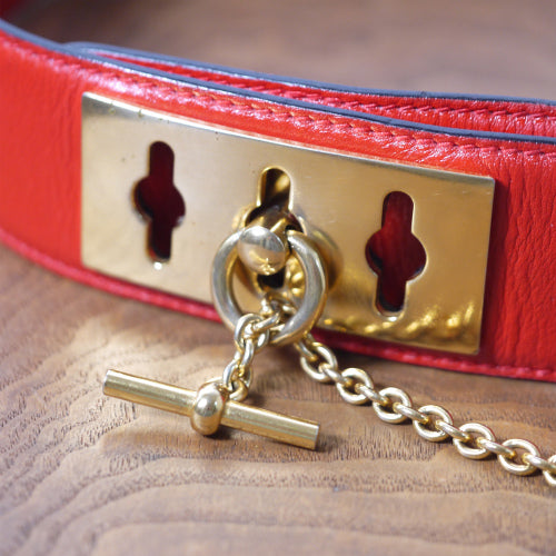 OLD CELINE　チェーンデザイン本革ベルト（赤）