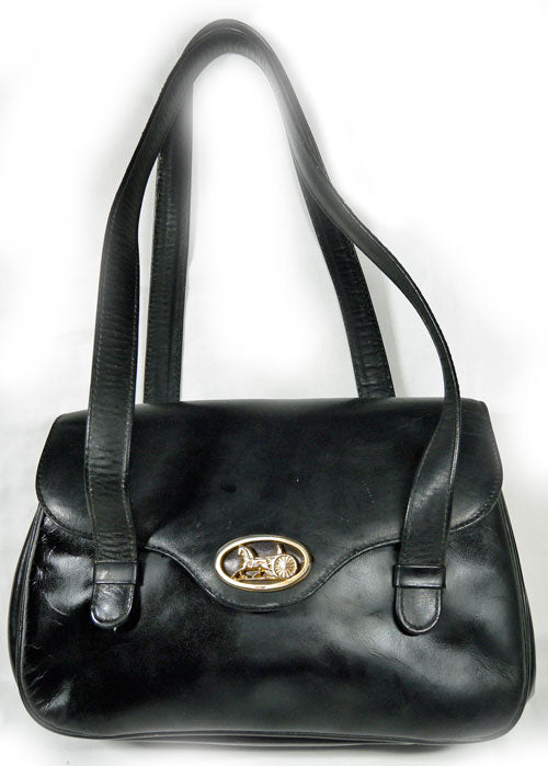 Old Celine 馬車金具ショルダー（黒総皮）