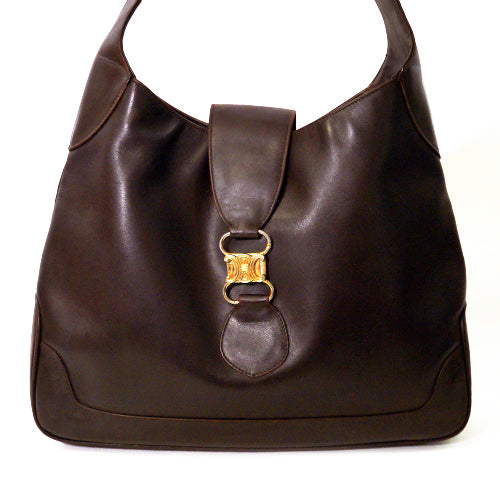 Old Celine <訳あり>Vintage総革ショルダー（濃茶）