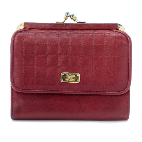 OLD CELINE 総革キルティングがま口財布(赤)