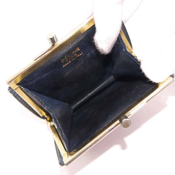 Old Celine  馬車柄 がま口コインケース(濃紺)