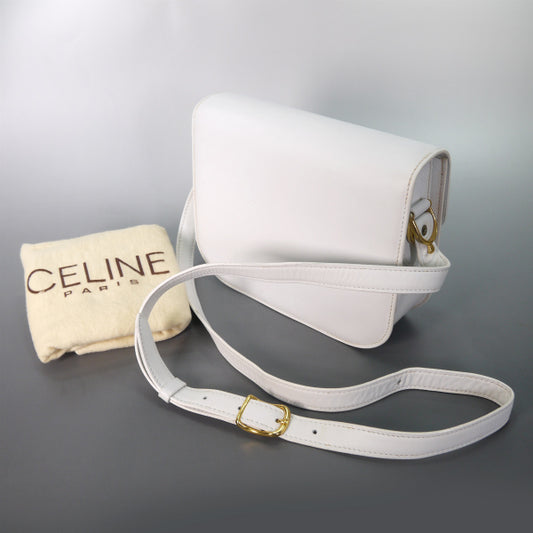 OLD CELINE ＜訳あり＞馬車金具ショルダーバッグ（白/総革）