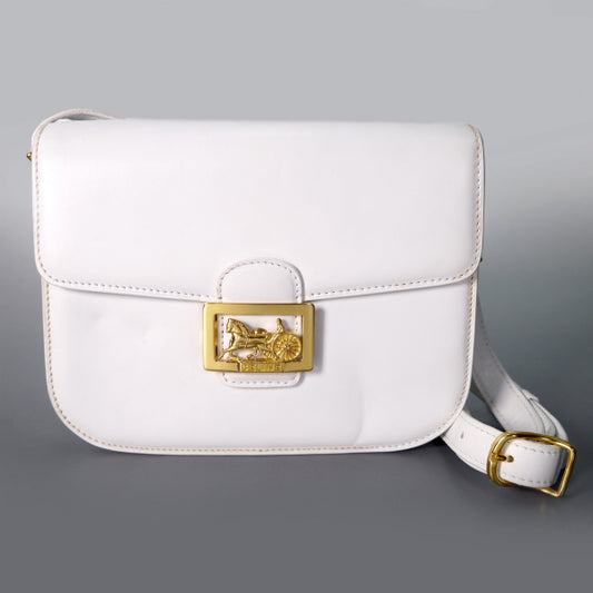 OLD CELINE ＜訳あり＞馬車金具ショルダーバッグ（白/総革）