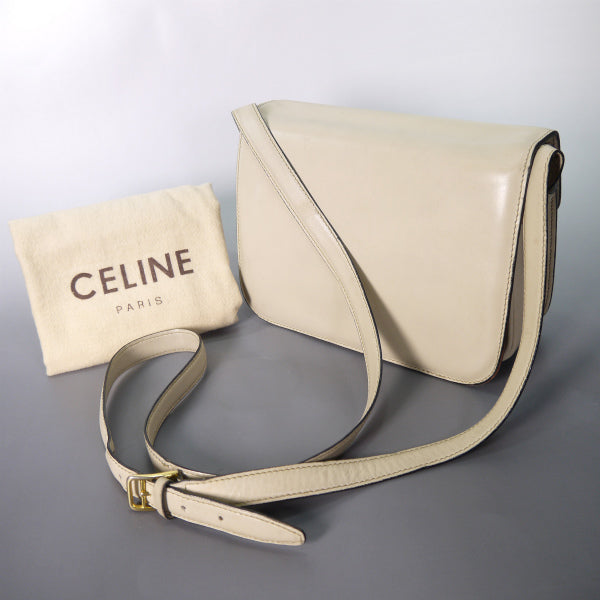 OLD CELINE 馬車金具3層ショルダーバッグ（ベージュ/総革）
