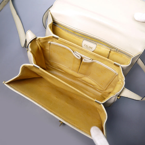 OLD CELINE 馬車金具3層ショルダーバッグ（ベージュ/総革）