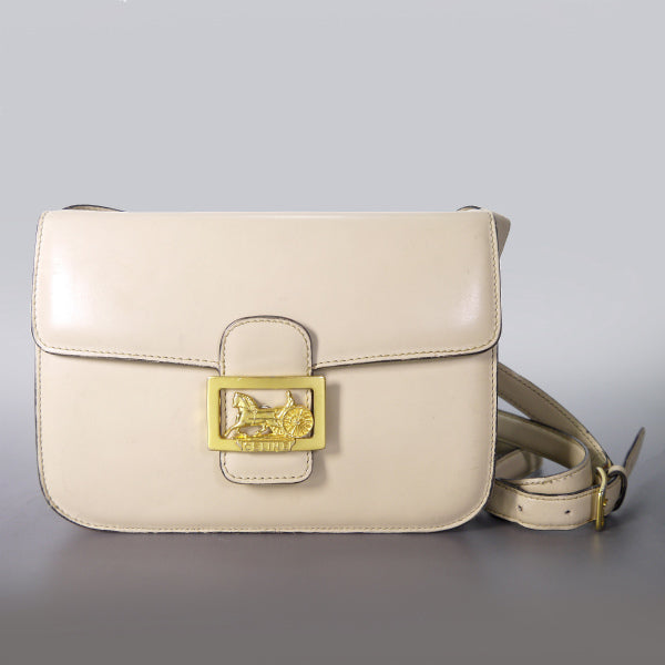 OLD CELINE 馬車金具3層ショルダーバッグ（ベージュ/総革）