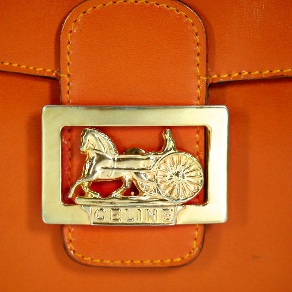 OLD CELINE レア!!オレンジカラー馬車金具バッグ