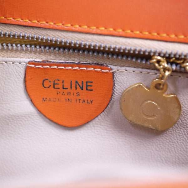 OLD CELINE レア!!オレンジカラー馬車金具バッグ