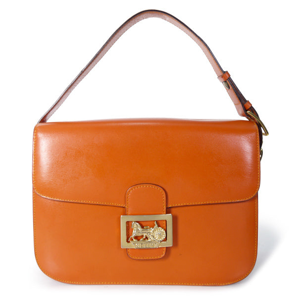 OLD CELINE レア!!オレンジカラー馬車金具バッグ