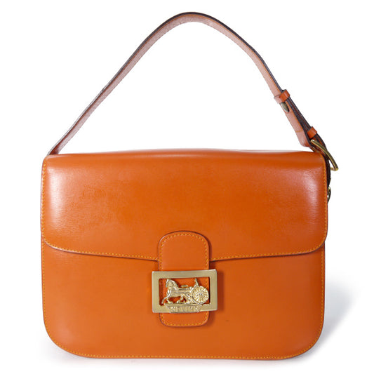 OLD CELINE レア!!オレンジカラー馬車金具バッグ