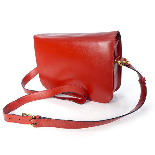 OLD CELINE レア!!馬車金具3層ショルダーバッグ（赤/総革）