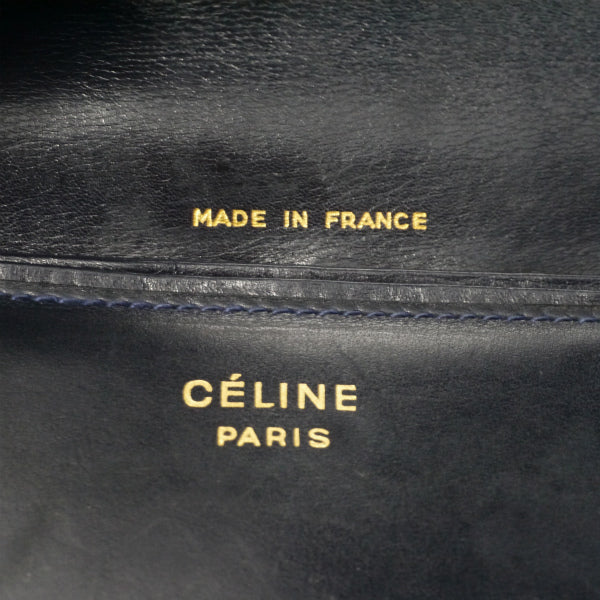 OLD CELINE 極美品!!馬車金具3層ワンショルダー（濃紺/総革）