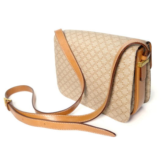 OLD CELINE マカダム柄×馬車金具ショルダーバッグ（ベージュ）