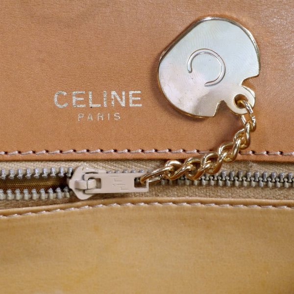 OLD CELINE マカダム柄×馬車金具ショルダーバッグ（ベージュ）