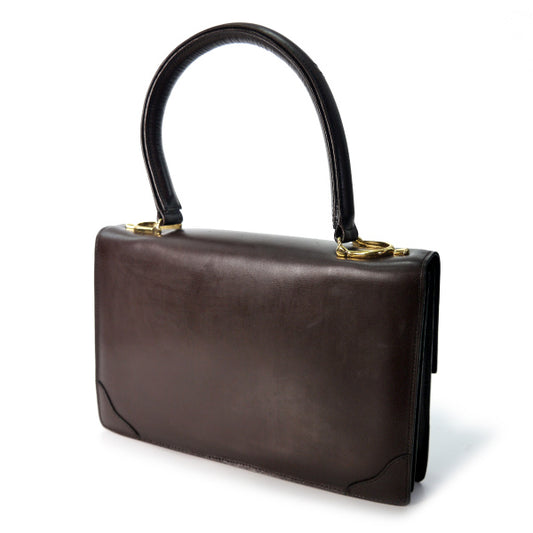 OLD CELINE 馬車×チェーン 総革ハンドバッグ（濃茶）