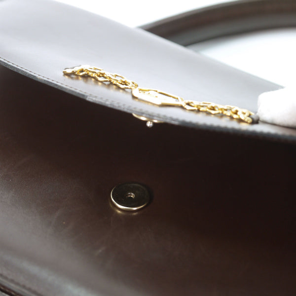 OLD CELINE 馬車×チェーン 総革ハンドバッグ（濃茶）