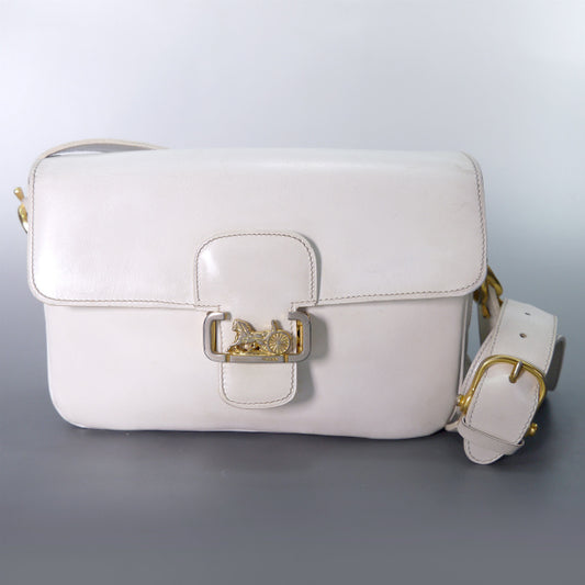 OLD CELINE 馬車金具ショルダーバッグ（オフホワイト/総革）