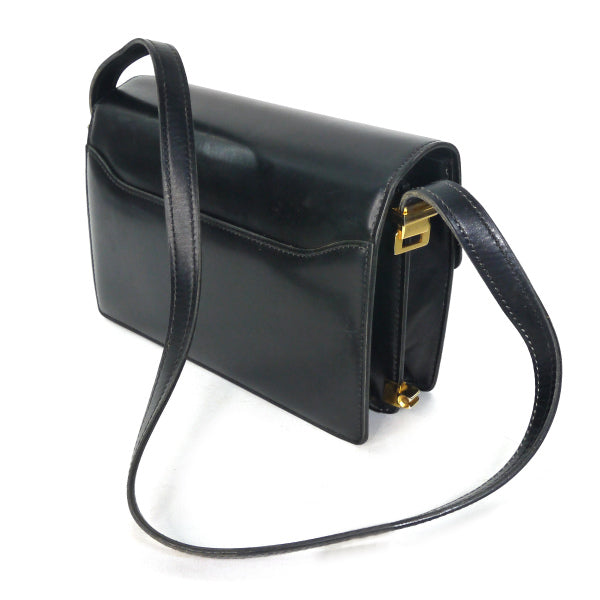 OLD CELINE 極美品!!差し込み馬車金具2WAYショルダーバッグ（黒/総革）