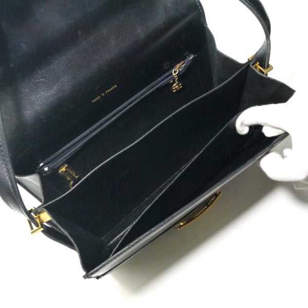OLD CELINE 極美品!!差し込み馬車金具2WAYショルダーバッグ（黒/総革）