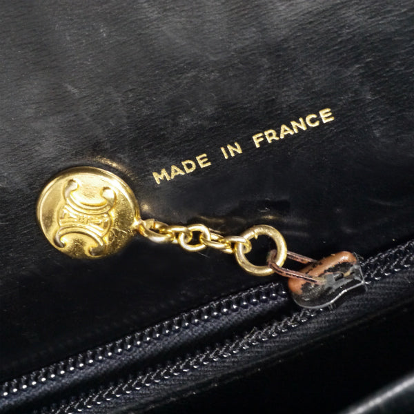 OLD CELINE 極美品!!差し込み馬車金具2WAYショルダーバッグ（黒/総革）