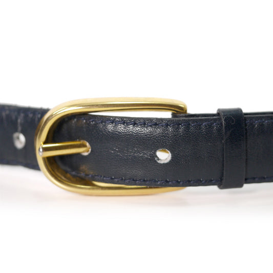 OLD CELINE ブラゾン金具レザーウエスト細ベルト（黒）