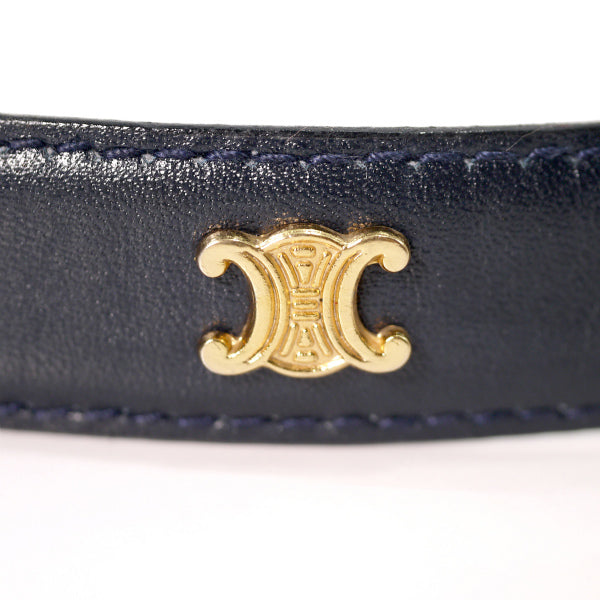 OLD CELINE ブラゾン金具レザーウエスト細ベルト（黒）