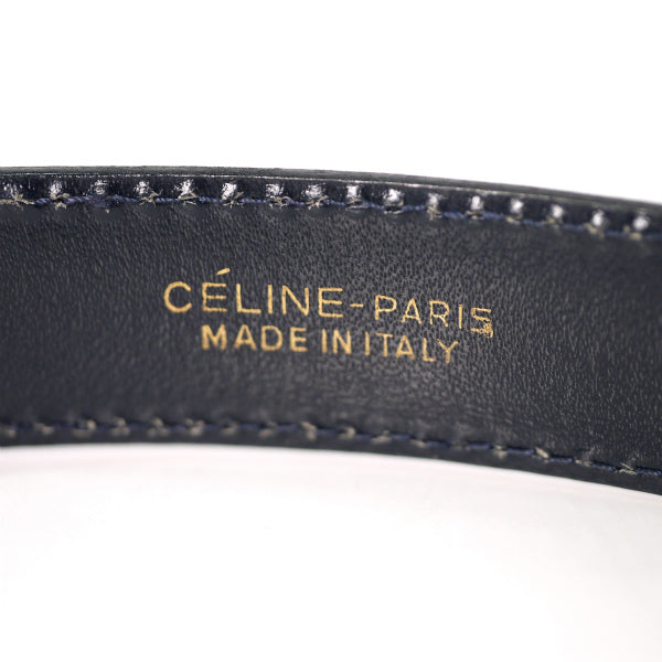 OLD CELINE ブラゾン金具レザーウエスト細ベルト（黒）
