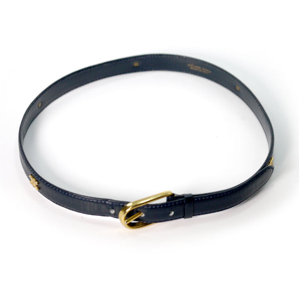 OLD CELINE ブラゾン金具レザーウエスト細ベルト（黒）