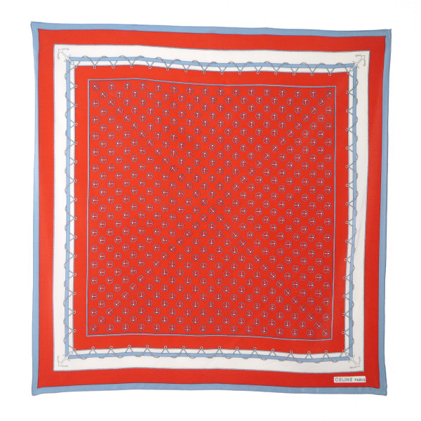 OLD CELINE　マリン柄 中判シルクスカーフ（赤）