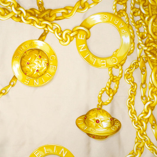 OLD CELINE　ゴールドチェーン　大判スカーフ（黒）