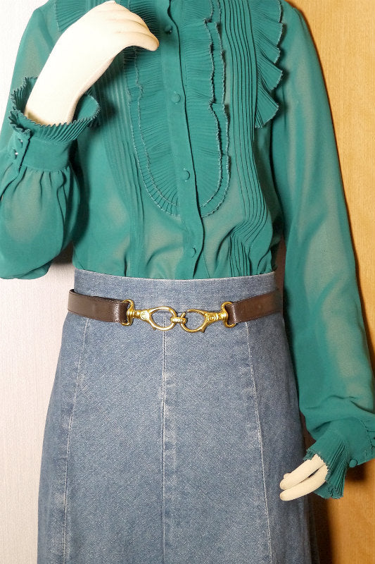 OLD CELINE クリップモチーフ本革ウエストベルト（濃茶）