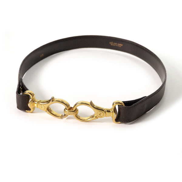 OLD CELINE クリップモチーフ本革ウエストベルト（濃茶）