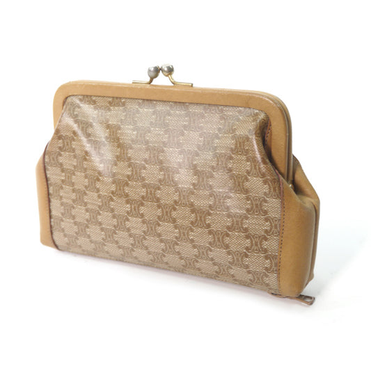 OLD CELINE マカダム柄がま口ポーチ(ベージュ)