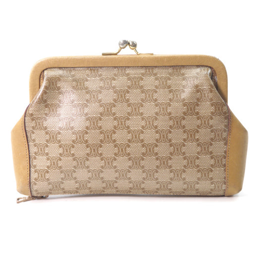 OLD CELINE マカダム柄がま口ポーチ(ベージュ)