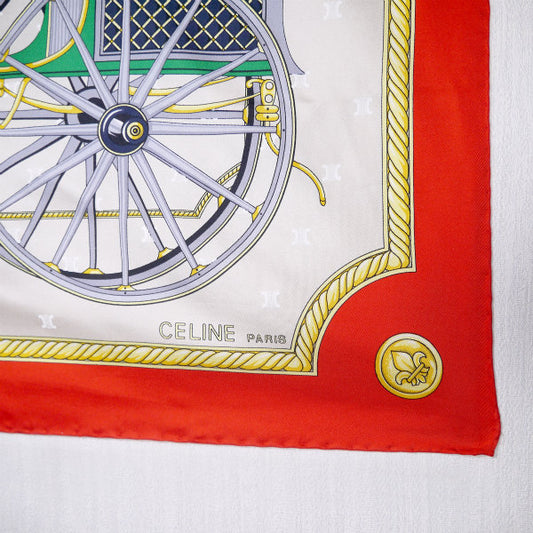 OLD CELINE　馬車柄 大判スカーフ（赤×白）