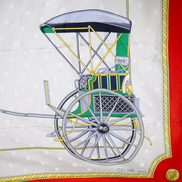 OLD CELINE　馬車柄 大判スカーフ（赤×白）