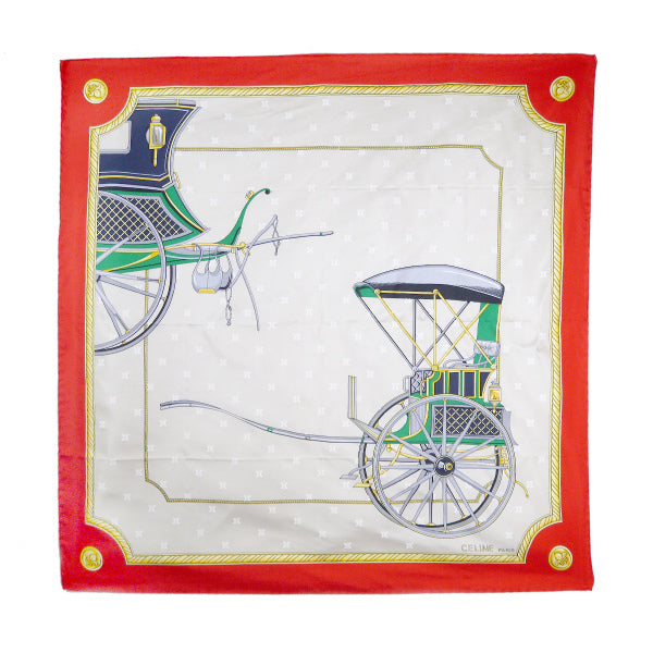 OLD CELINE　馬車柄 大判スカーフ（赤×白）