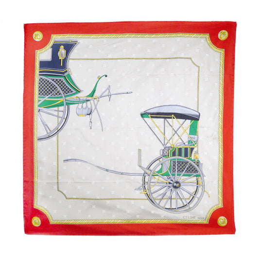 OLD CELINE　馬車柄 大判スカーフ（赤×白）
