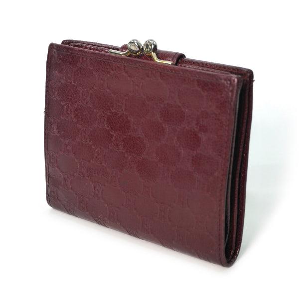 Old Celine　マカダム柄レザーがま口財布（ボルドー）