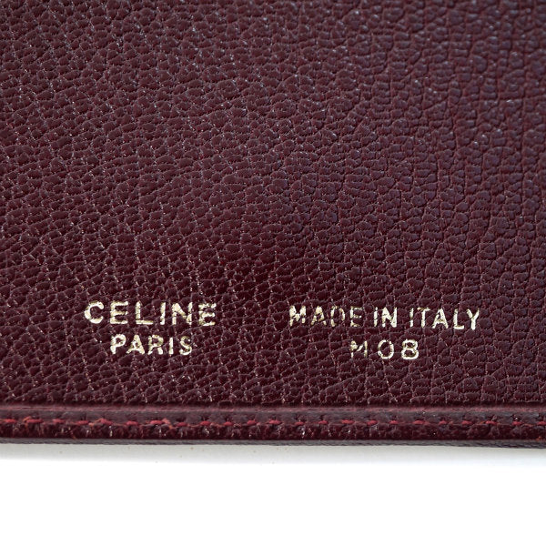 Old Celine　マカダム柄レザーがま口財布（ボルドー）