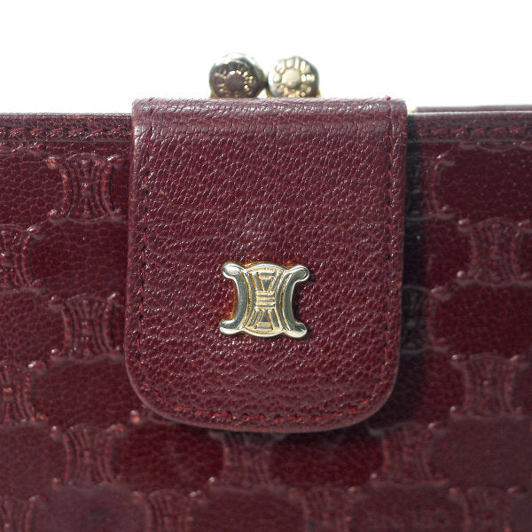 Old Celine　マカダム柄レザーがま口財布（ボルドー）