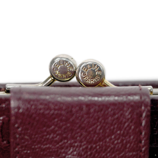 Old Celine　マカダム柄レザーがま口財布（ボルドー）