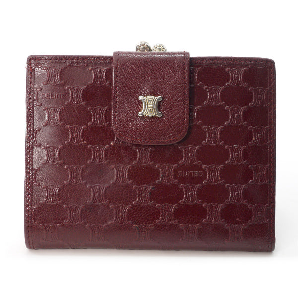 Old Celine　マカダム柄レザーがま口財布（ボルドー）