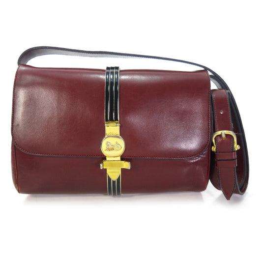 OLD CELINE ベルトデザイン馬車金具ショルダー（ワインレッド）