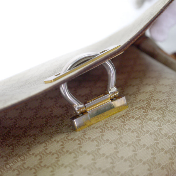 OLD CELINE マカダム柄×ガンチーニ金具ショルダーバッグ（ベージュ）